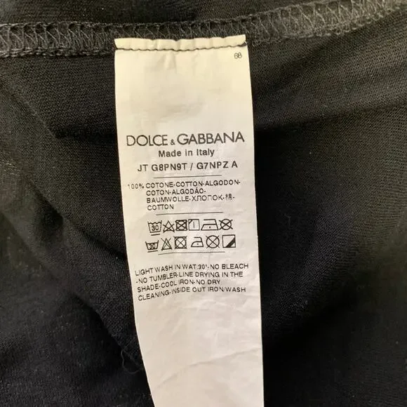 DOLCE & GABBANA Size 38 Black White Polka Dot Stripes Cotton Short Sleeve Shirt